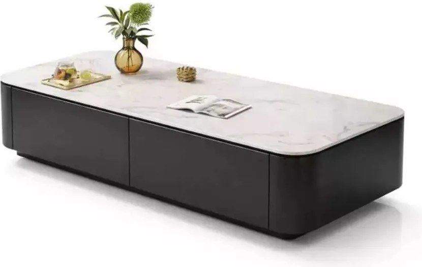 LuxuryForm DESIGN Konferenčný stolík ASTON 120 × 60 × 36 cm – čierny s bielou doskou