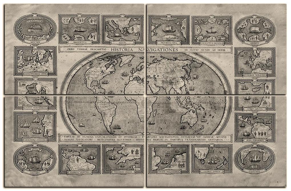 Obraz na plátne - Starodávna mapa sveta 11100FC (150x100 cm)