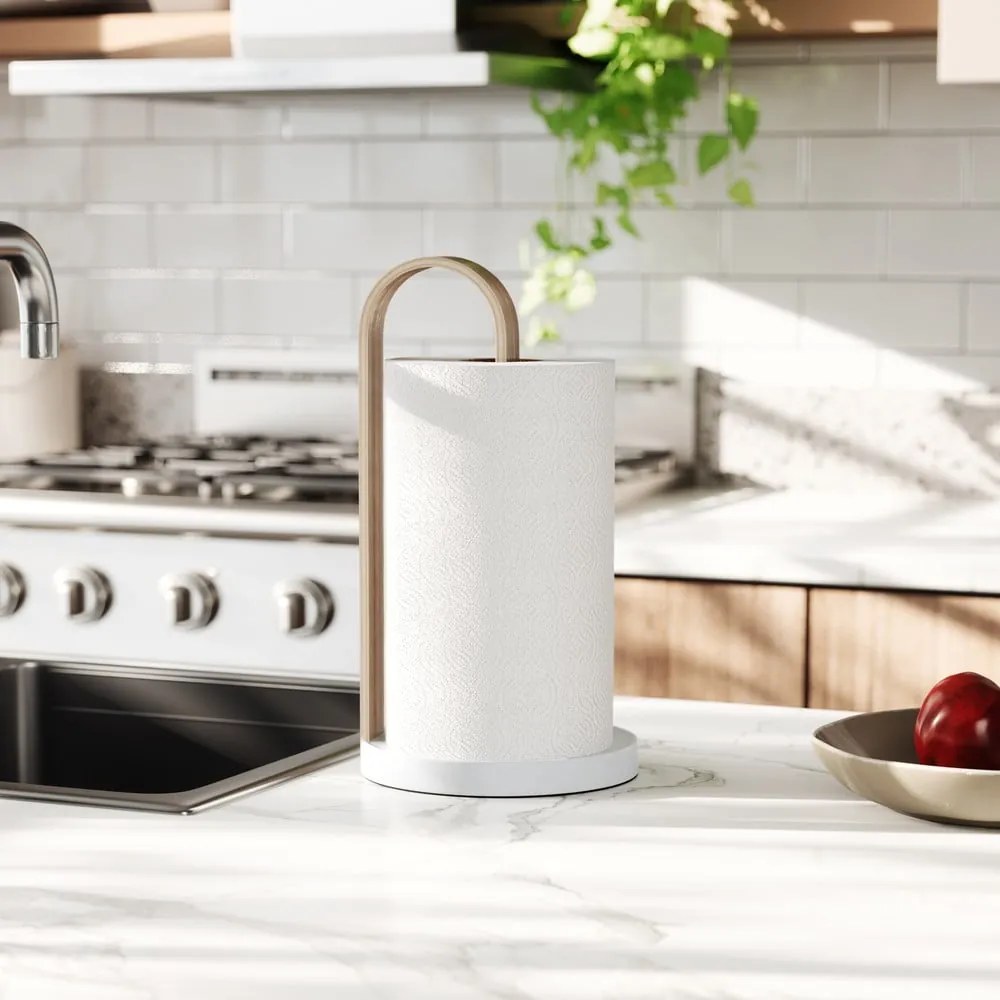 Biely drevený stojan na papierové utierky ø 17 cm Bellwood – Umbra