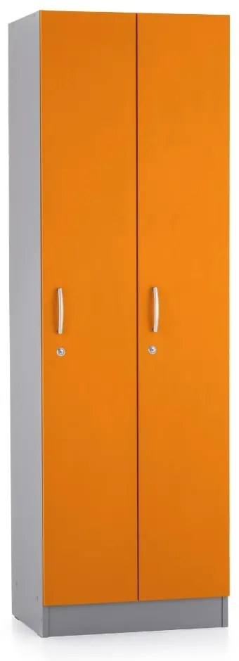 Drevená šatníková skrinka Visio LUX - 2 oddiely, 60 x 42 x 190 cm, oranžová