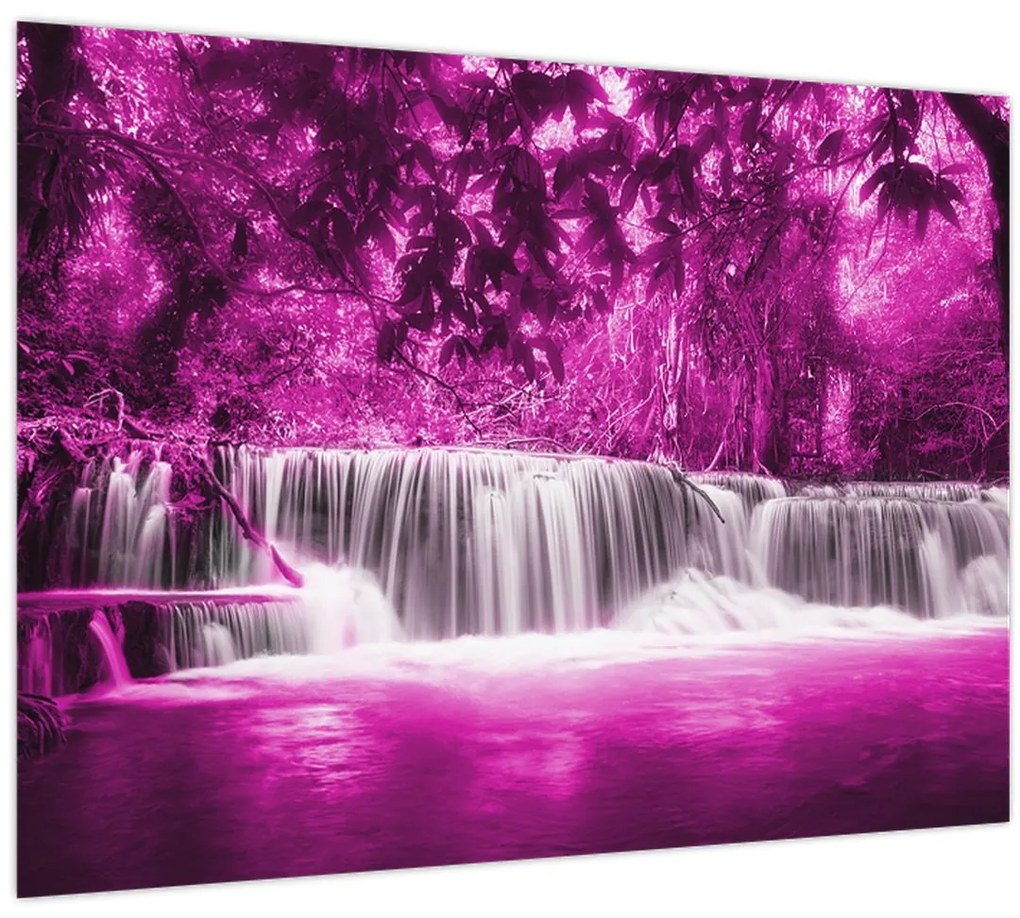 Obraz - fialový, vodopád (70x50 cm)