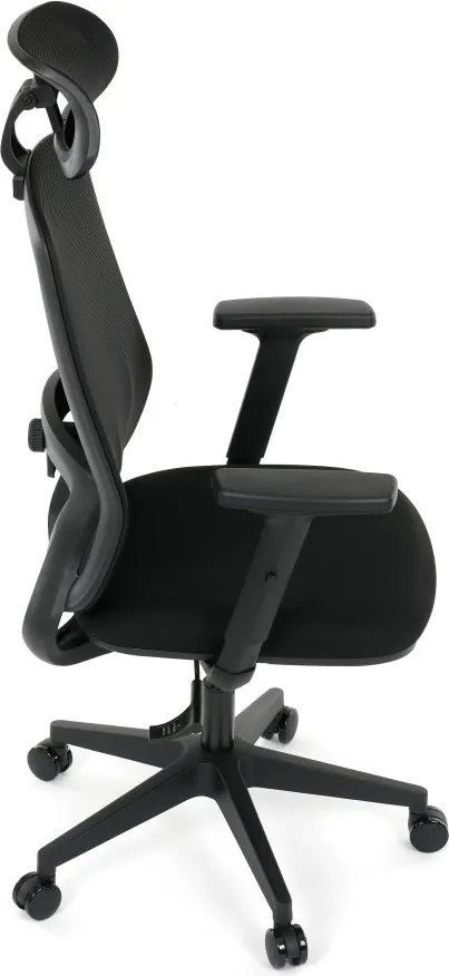 Kancelárska ergonomická stolička NOKA — sieť / látka, čierna