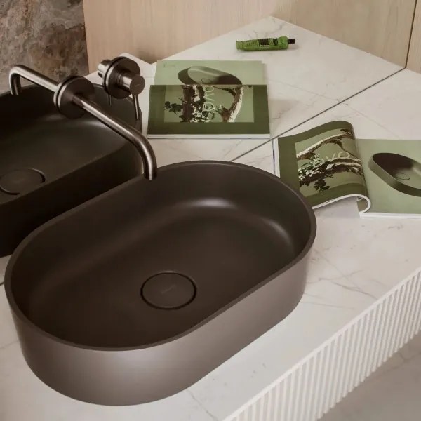 OMNIRES OVOUNAG - Umyvadlo OVO 55x36 cm dolomit matná popelavá šedá