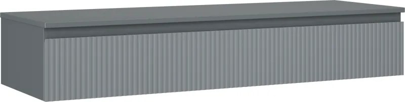 Mexen Rivel, kúpeľňová skrinka pod umývadlo 140 cm s hornou doskou, 1 zásuvka, drážkovaná, grafit matná - 91A20-14023-1-BFC66