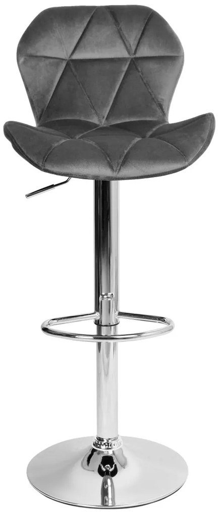 Barová stolička GORDON zamat sivá/strieborná