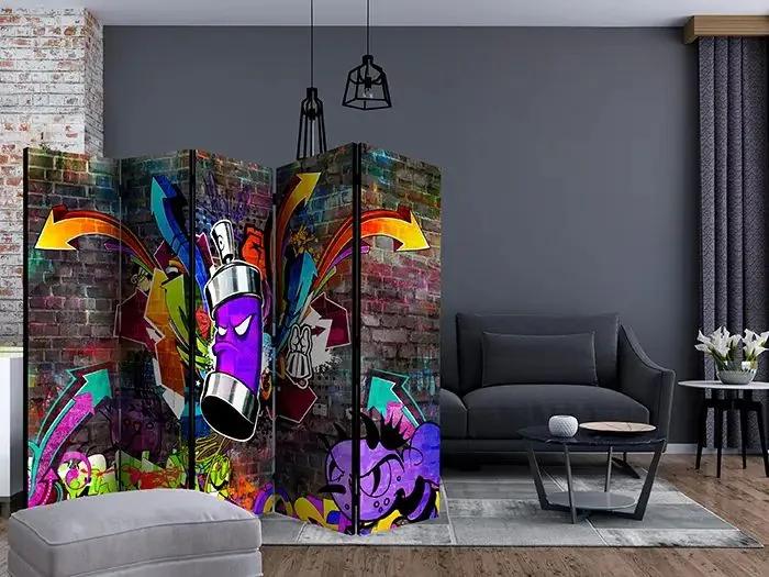 Paraván - Graffiti: Colourful attack II [Room Dividers] Veľkosť: 225x172, Verzia: Akustický