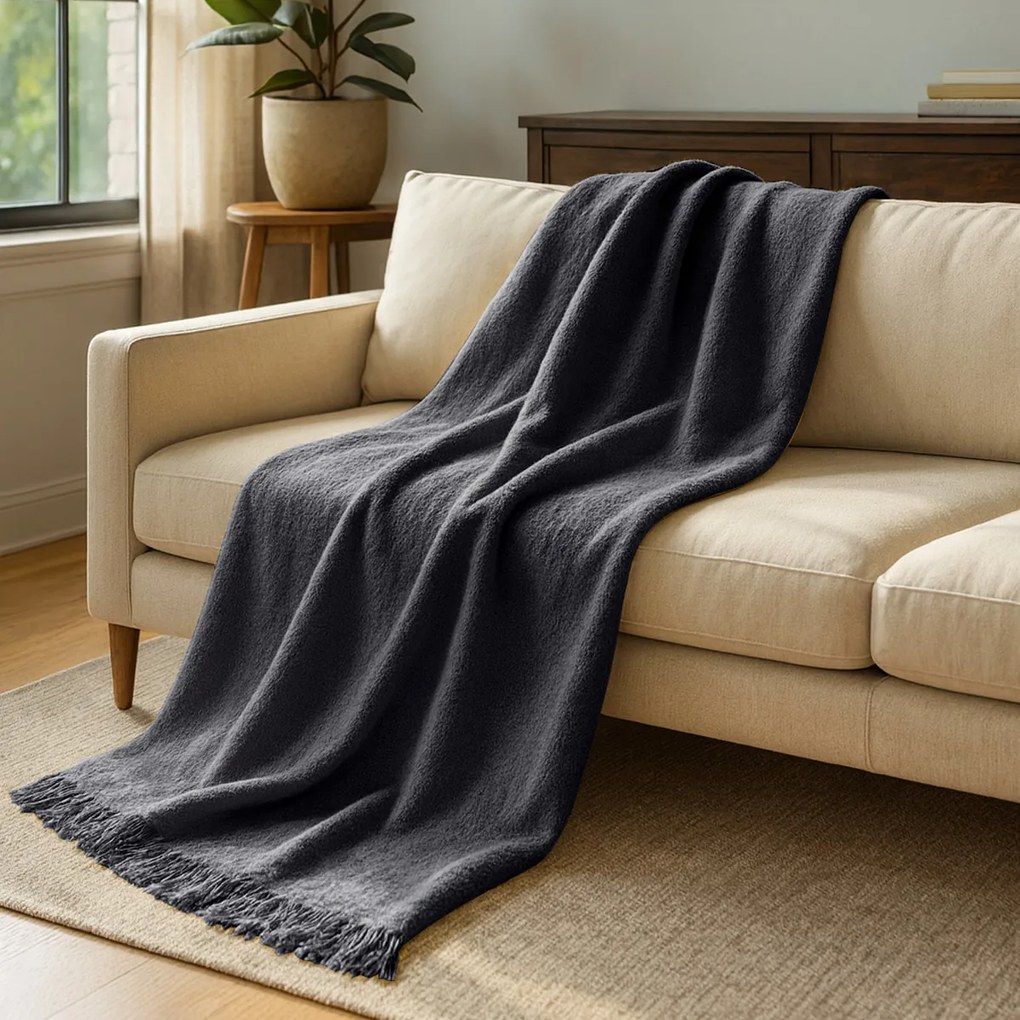 BAVLNENÁ DEKA BAT 150X200 CM ANTRACITOVÁ