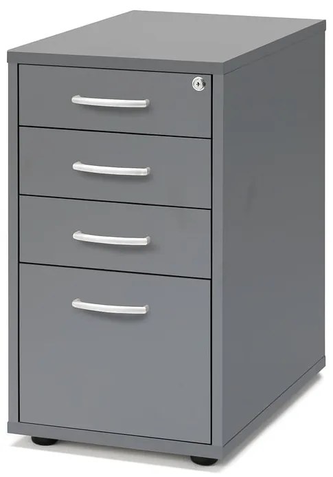 Kancelársky kontajner FLEXUS, 4 zásuvky, 720x400x600 mm, šedý