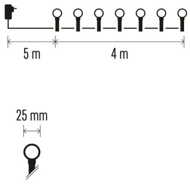 LED Vianočná vonkajšia reťaz 40xLED/9m IP44 modrá