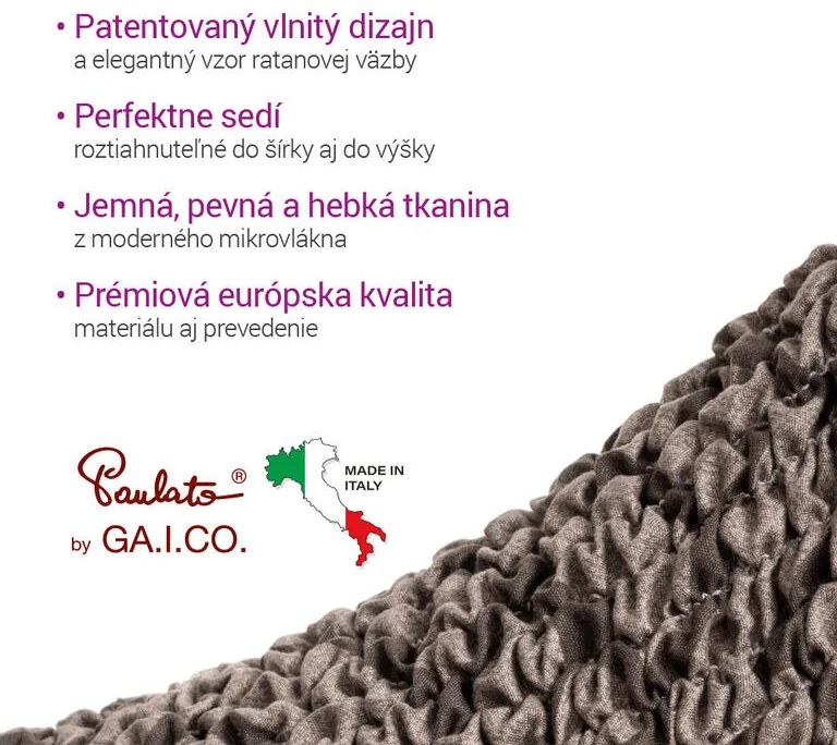Bielastické poťahy VENEZIA hnedá kreslo ušiak (š. 60 - 110 cm)