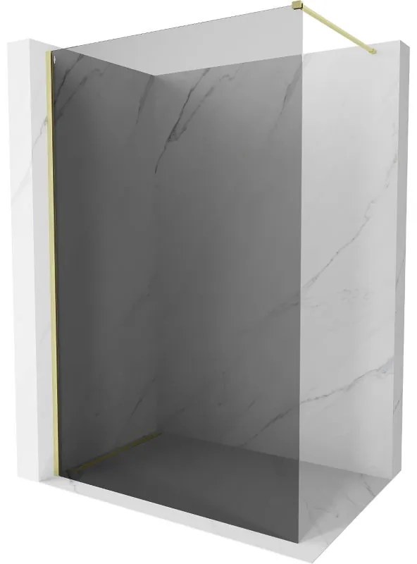 Mexen Kioto-X, sprchová zástena 110 x 200 cm, 10mm šedé sklo, zlatý matný profil, 800-110-101-55-40-X