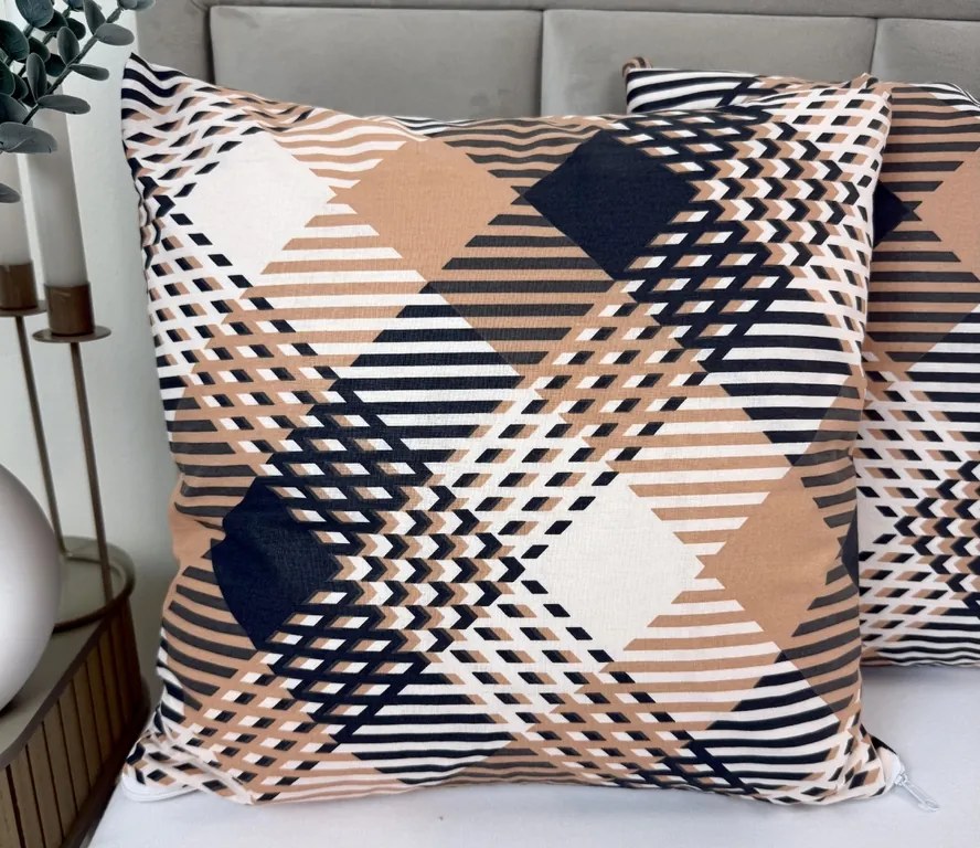 Obliečka na vankúš Karo Oranžové 40x40 cm – moderné káro, 100 % bavlna