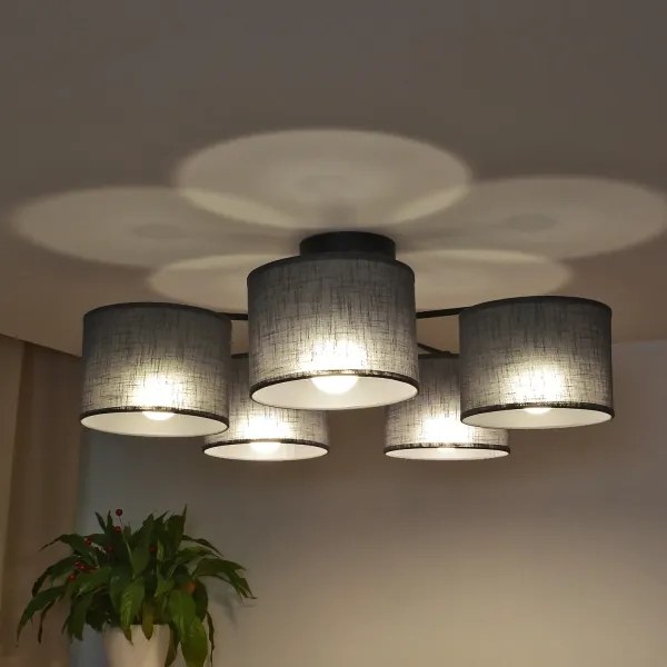 Prisadený luster ALBA 5xE27/15W/230V sivá