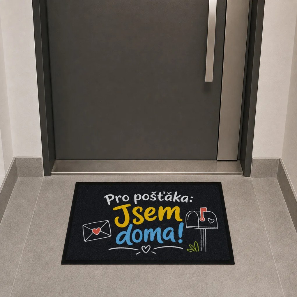 Mercury Flooring, Rohožka Pre poštára som doma 40x60 cm - na von aj na doma, 40x60, čierna
