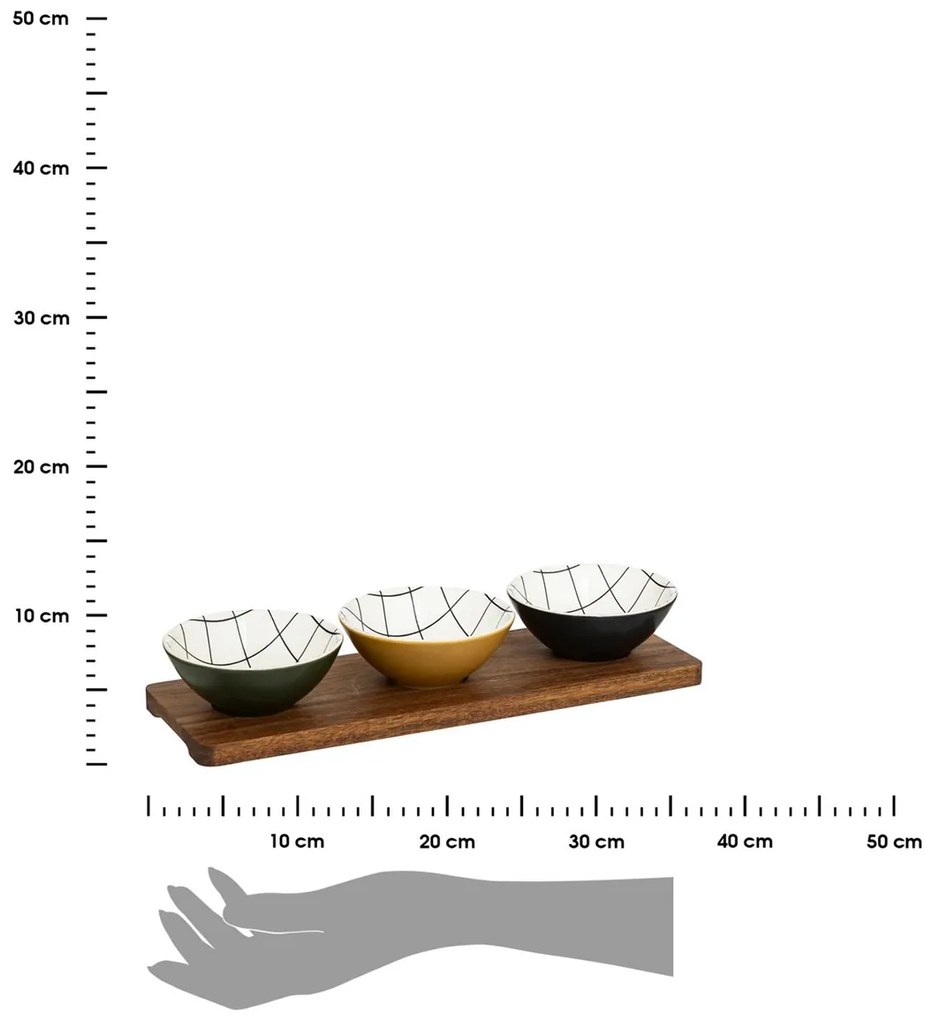 Kameninová servírovacia miska Acacia 37x12,5x6 cm sada 3ks