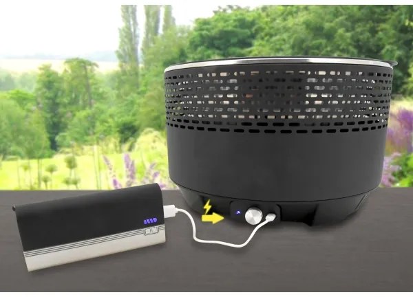 Stolný gril na drevené uhlie 4xAA/USB čierna