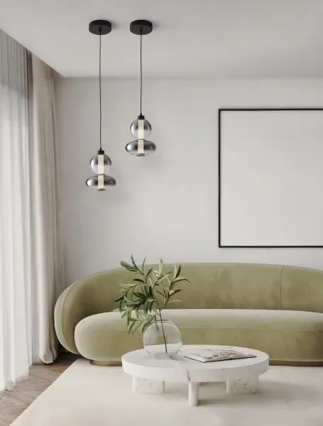 LED stmievateľný čierno-šedý moderný luster Bally