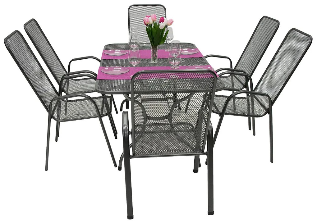 Deokork Záhradná kovová zostava SANDRA 1+6 stůl 160x95 cm (CT311)