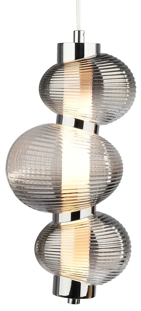 Závesné svietidlo Bolla, 3x grafitové sklenené tienidlo, ch