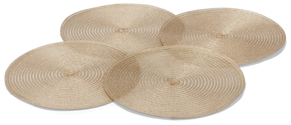 Prestierania, 4 ks, okrúhle, zlatá farba