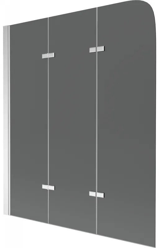 Mexen FELIX, vaňová zástena, 3-krídlová, 120 x 140 cm, šedá, 890-120-003-01-40