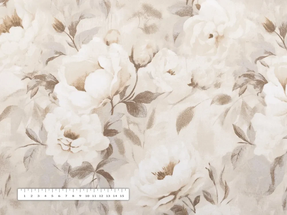 Biante Bavlnený oválny obrus Sandra SA-519 Pivonky na béžovom 120x180 cm