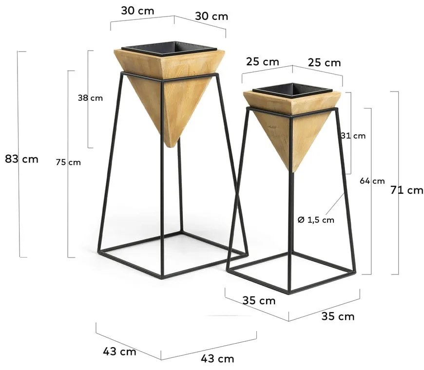 Súprava 2 kvatináčov Kave Home Star