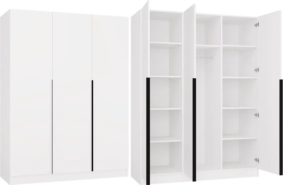 Šatní skříň Senso 3D 150 cm bílá/černá