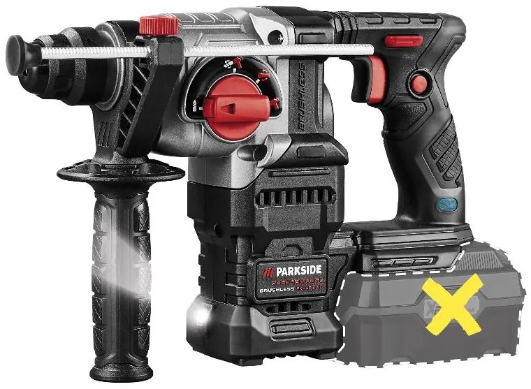 Parkside Performance®  Aku kombinované kladivo Pkhap 20-Li + Smart akumulátor 20 V/4 Ah + Dvojitá nabíjačka na akumulátor 20 V/2x 4,5 A  (800011786)