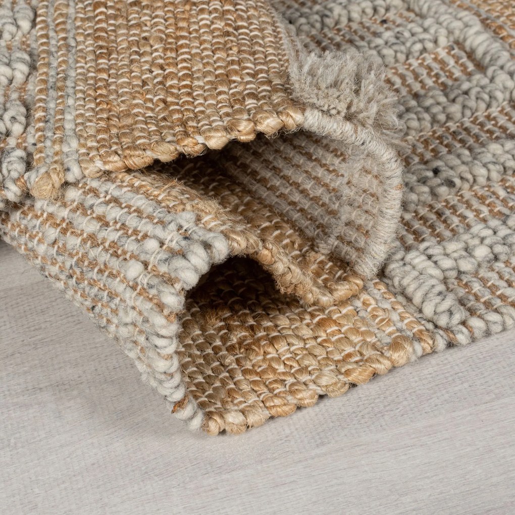 Flair Rugs, Behúň Jubilant Medina Jute Natural/Grey, 60x230, béžová, obývacia izba