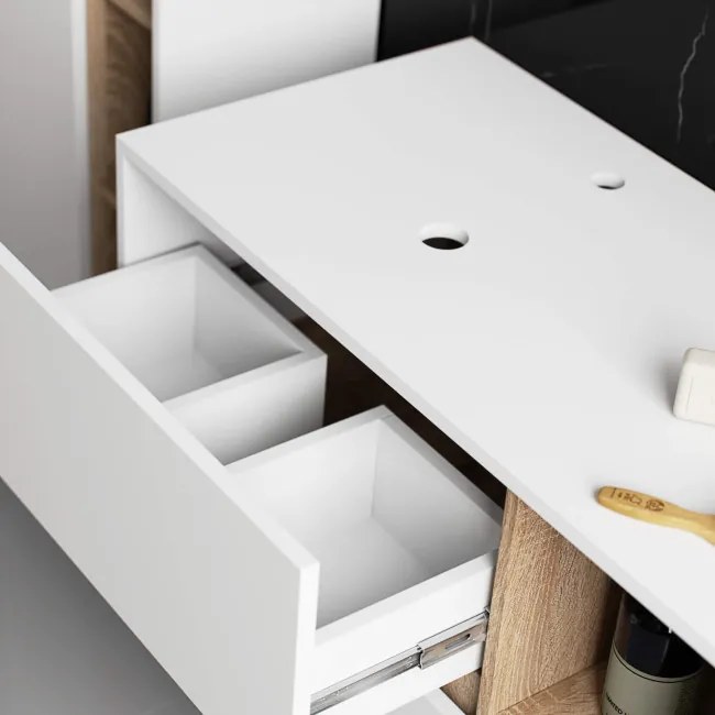 Skrinka pod umývadlo VAMI W90 2SZ biela / dub sonoma