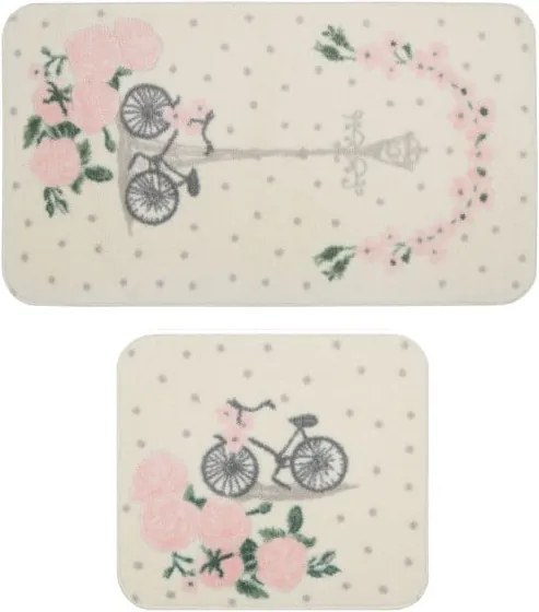 Sada 2 kúpeľňových predložiek Confetti Bathmats Vintage Bike Pink