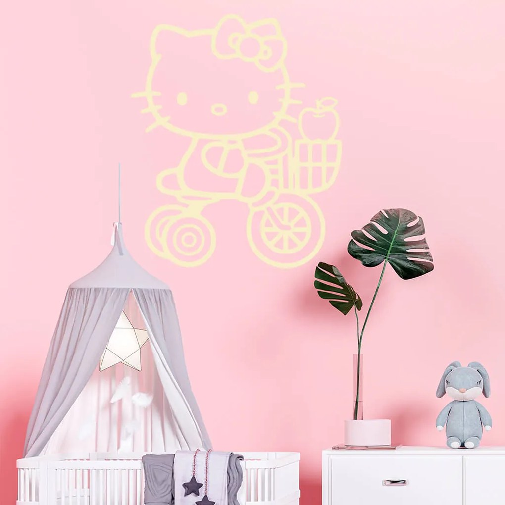 Veselá Stena Samolepka Mačička Hello Kitty Farba: bílá, Veľkosť: 60 x 49 cm