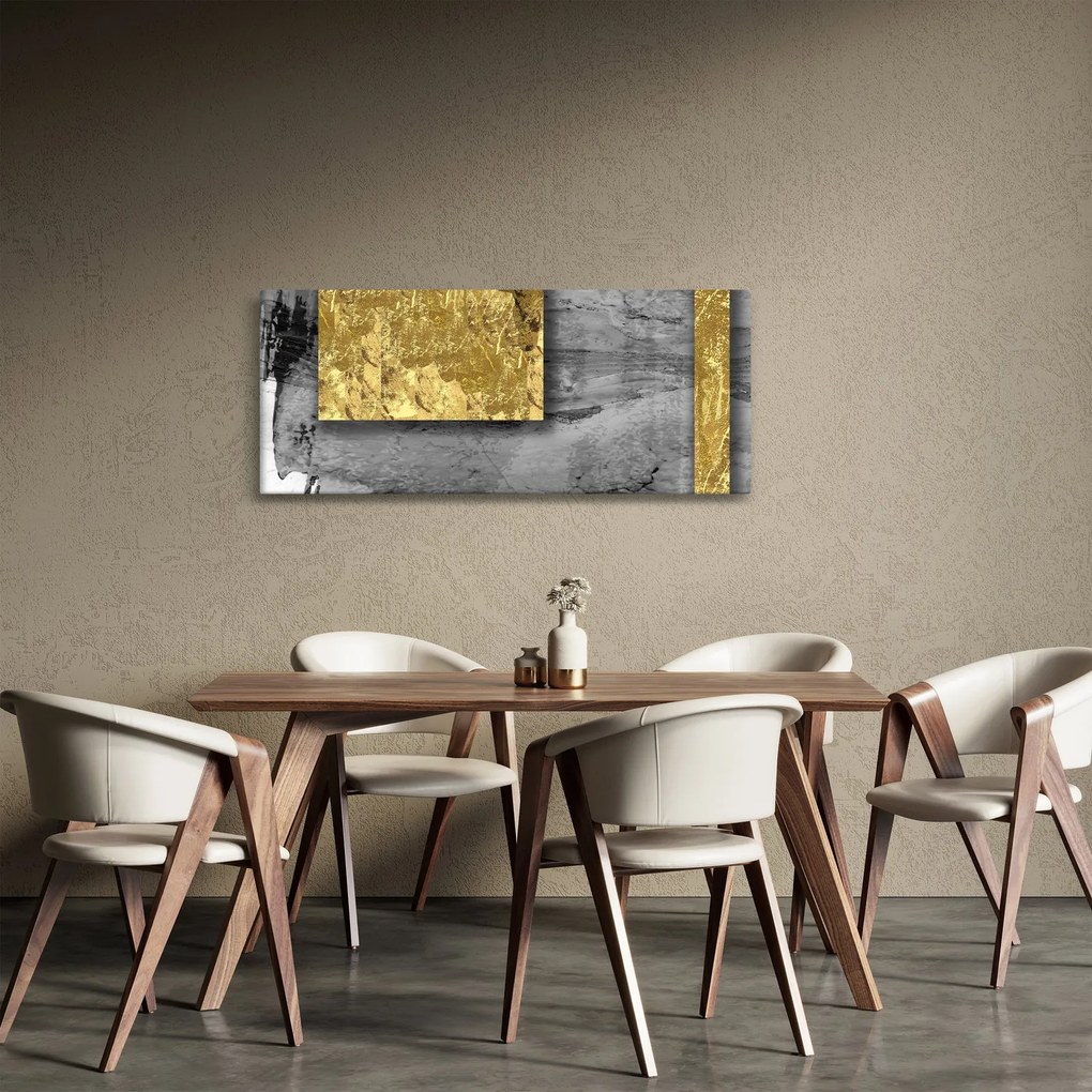 Obraz - Zlaté štvorce N⁰2 (120x50 cm)