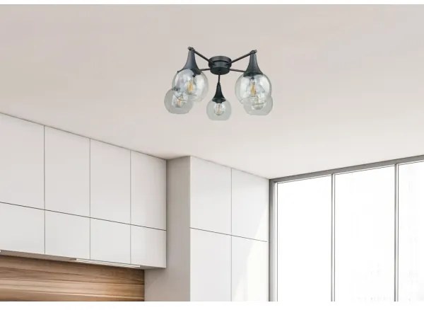 Prisadený luster STAR 5xE27/60W/230V čierna/číra