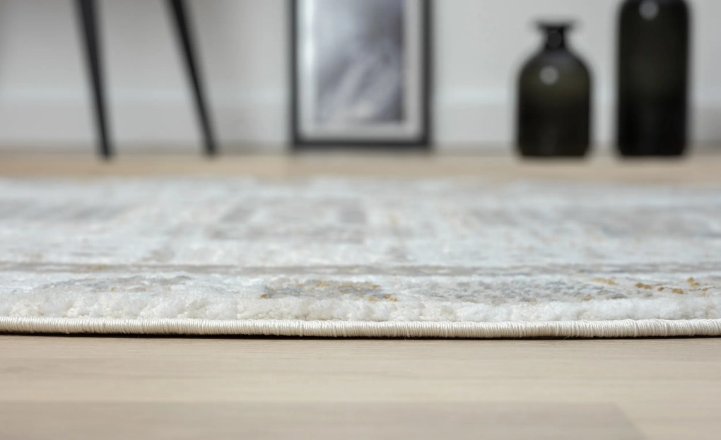 My Flair, Kusový koberec My Kashkuly CA60046 creme kruh, 120x120 (priemer) kruh, šedá, chodba / predsieň