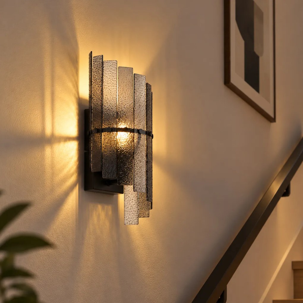 Dizajnová nástenná lampa čierna s dymovým sklom - Versailles