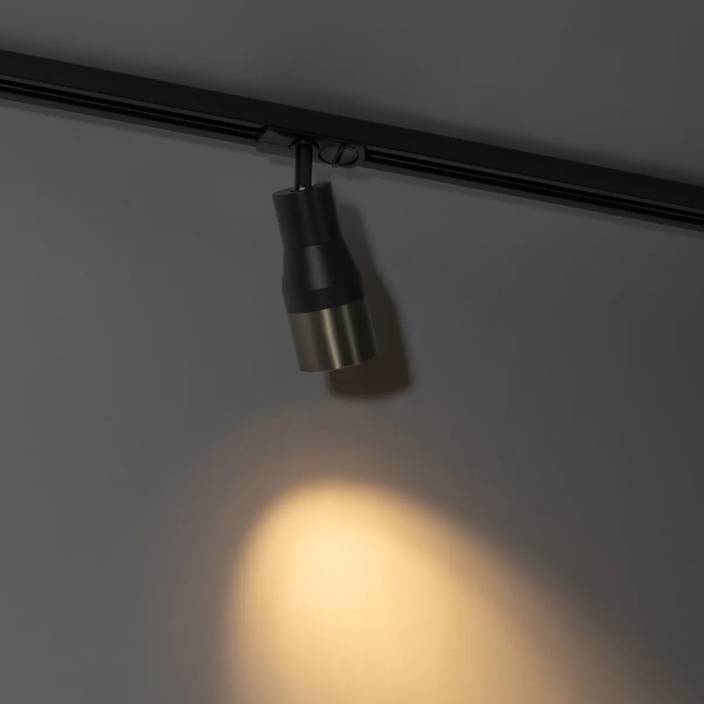 Moderný bodový reflektor čierny s gunmetalom pre 1-fázový koľajnicový systém GU10 50mm - Iconic Kohua