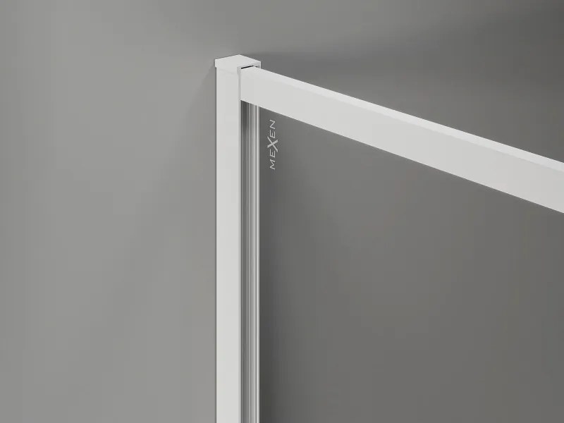 Mexen Kioto-F, sprchová zástena s rámom 60 x 202 cm, 8 mm číre sklo, biely profil, 800-060-104-20-00