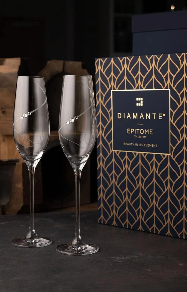 Dekorant Svadobné poháre na šampanské Silhouette City s kamienkami Swarovski 210 ml 2KS
