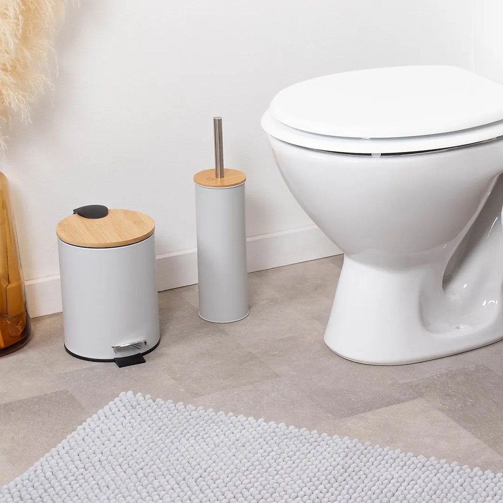 TENDANCE WC kefa Timeless, sivá/s drevenými a chrómovými prvkami