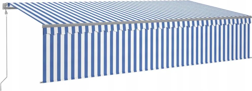 vidaXL Automaticky rolovateľná markíza so závesom, 6 x 3 m, modro-biela