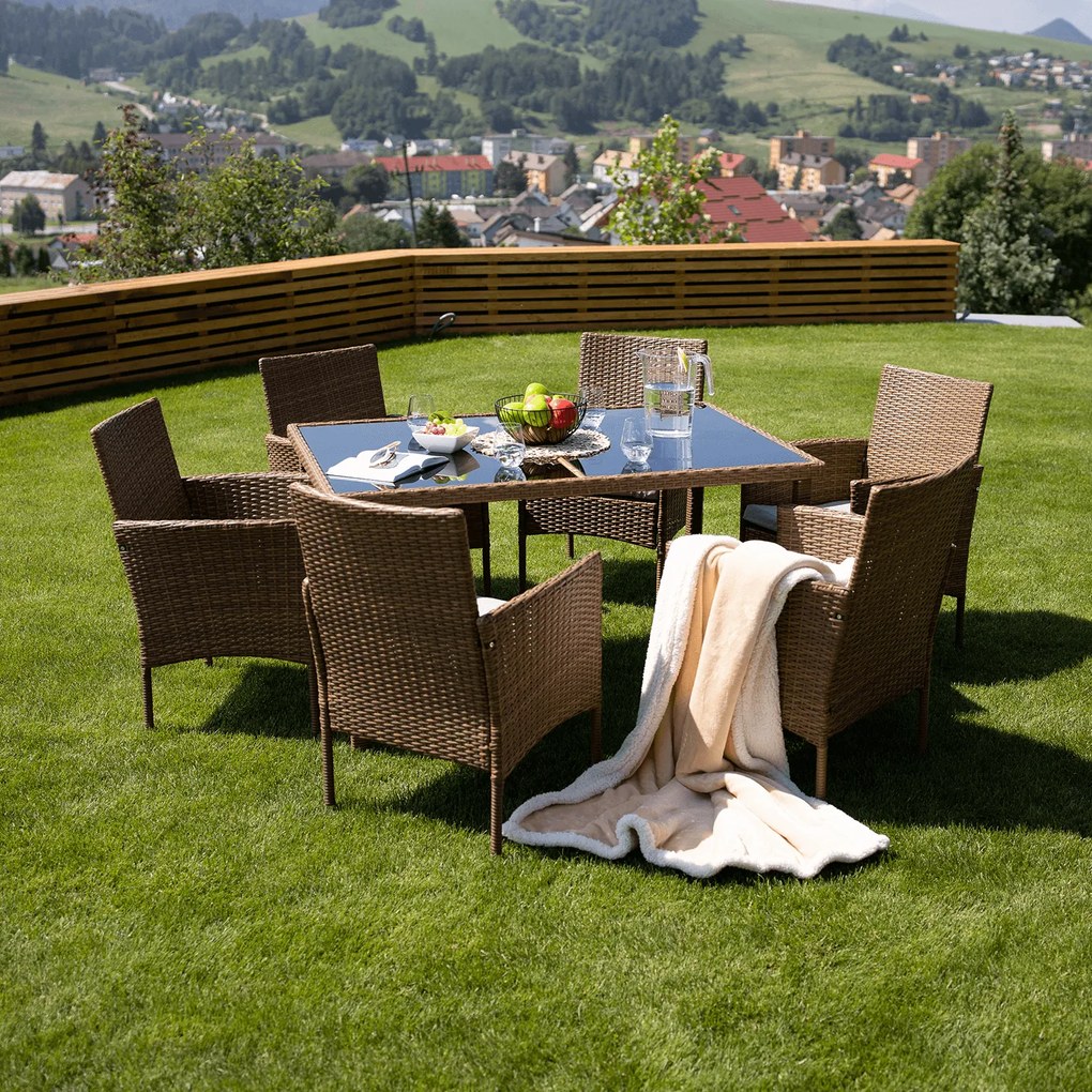 Tempo Kondela Záhradný ratanový set, medová/krémová, GARDEN