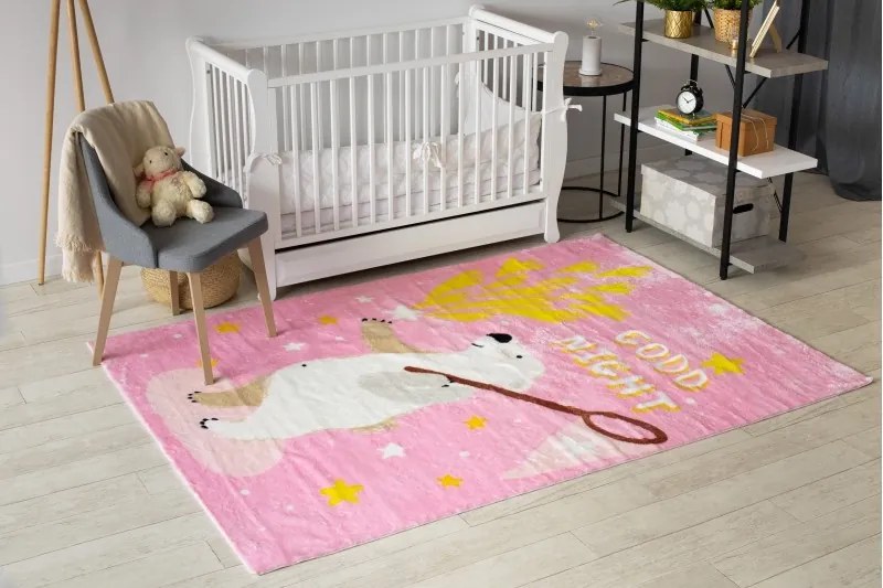 Detský koberec WHITE BEER ružový