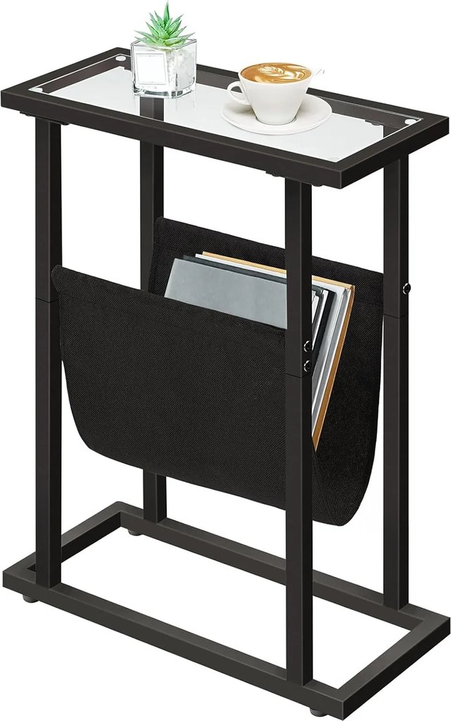 Odkládací stolek Fido 40 cm černý/čirý