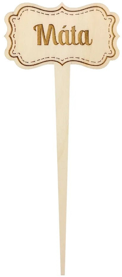 AMADEA Drevený zápich - ceduľka na bylinky Mäta, výška 20 cm, český výrobok