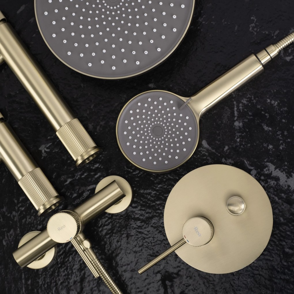 Rea Lungo Stripe, podomietková sprchová súprava + BOX, zlatá matná, REA-P9492