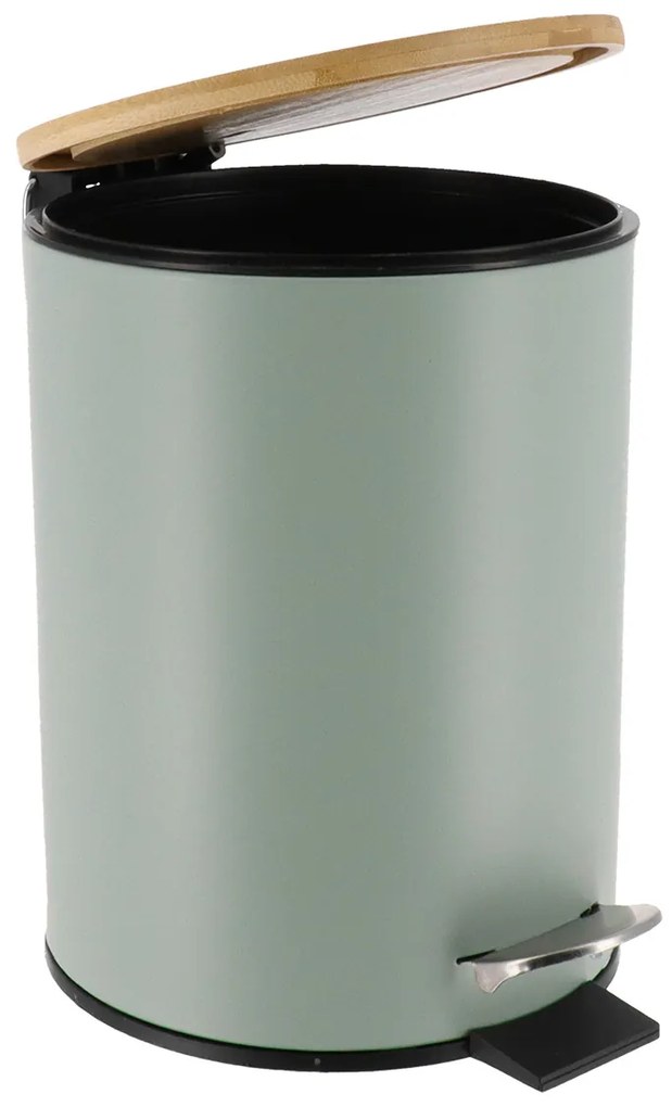 Odpadkový kôš Timeless, zelená/s drevenými prvkami, 2,5 l