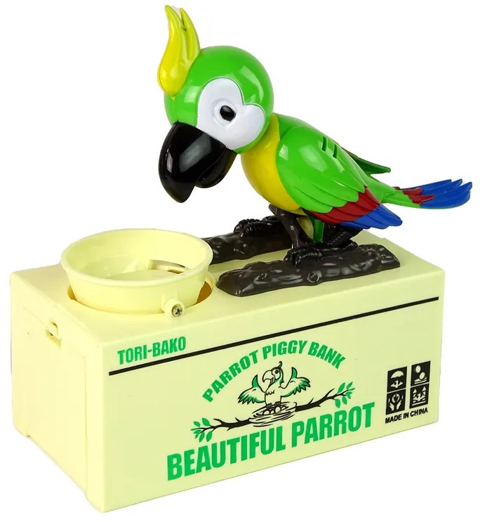 Lean Toys Pokladnička Papagáj - zelený
