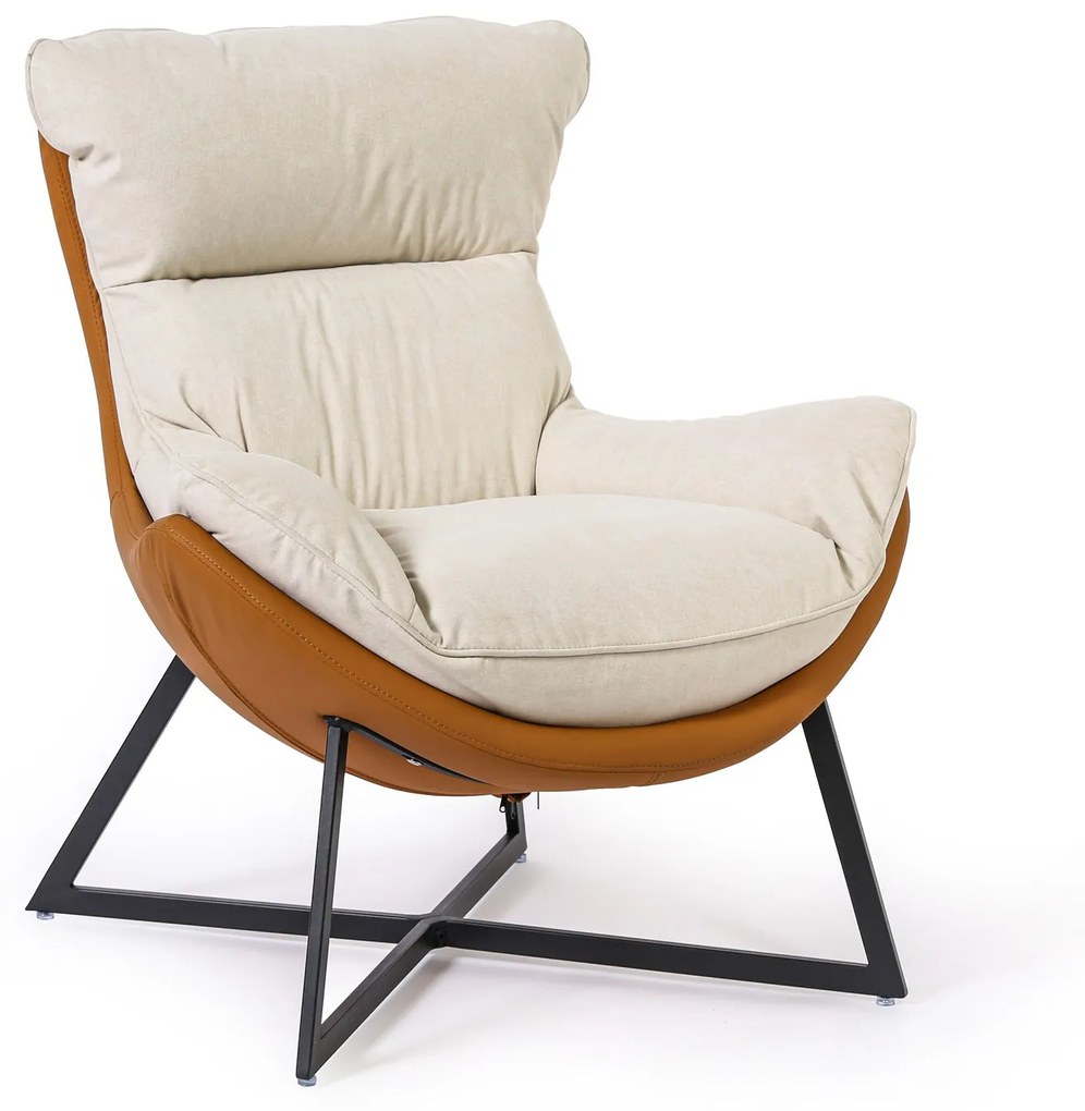 Semišové kreslo SIESTA, hnedá/biela